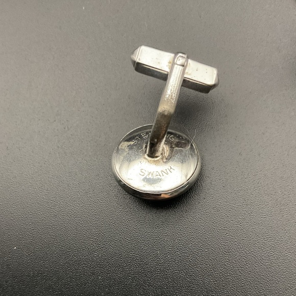 Sterling Silver and Red Glass Cuff Links by Swank - Picture 3 of 4